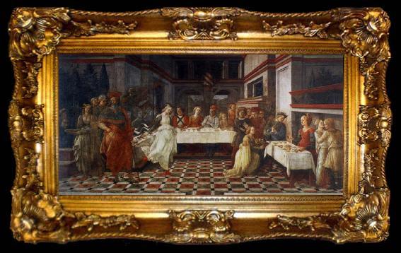 framed  Fra Filippo Lippi scenes out of life Johannes of the Taufer the guest meal of the here ode, ta009-2